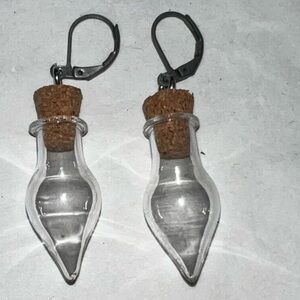 🍄Mini Glass Pointed Bottles Cork Lids Earrings Jewelry Decoration Accessories
